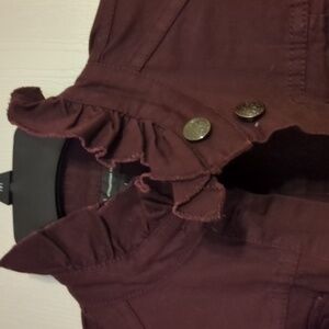 INC International Concepts Deep Purple Jean Jacket with Ruffle detail